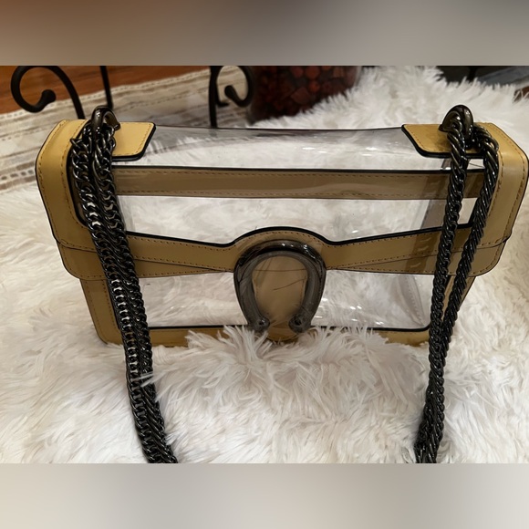 NEW Luxury Inspired Clear Purse Stadium Crossbody Bag in Warm Beige - Picture 7 of 7